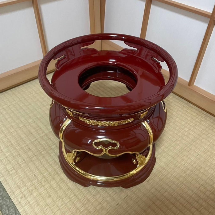 朱塗り・木製】 りん台、丸金台 1尺 位牌・過去帳・お仏壇・寺院仏具 